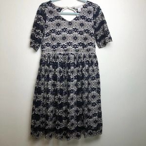 Motherhood Navy Floral Lace Dress Sz M